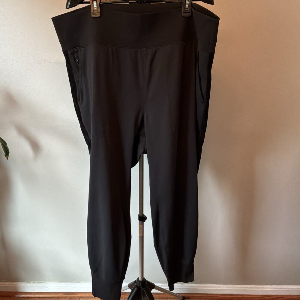 Athleta Women’s Venice Velvet Stripe Pull-On Stretch Black Active Jogger 3X